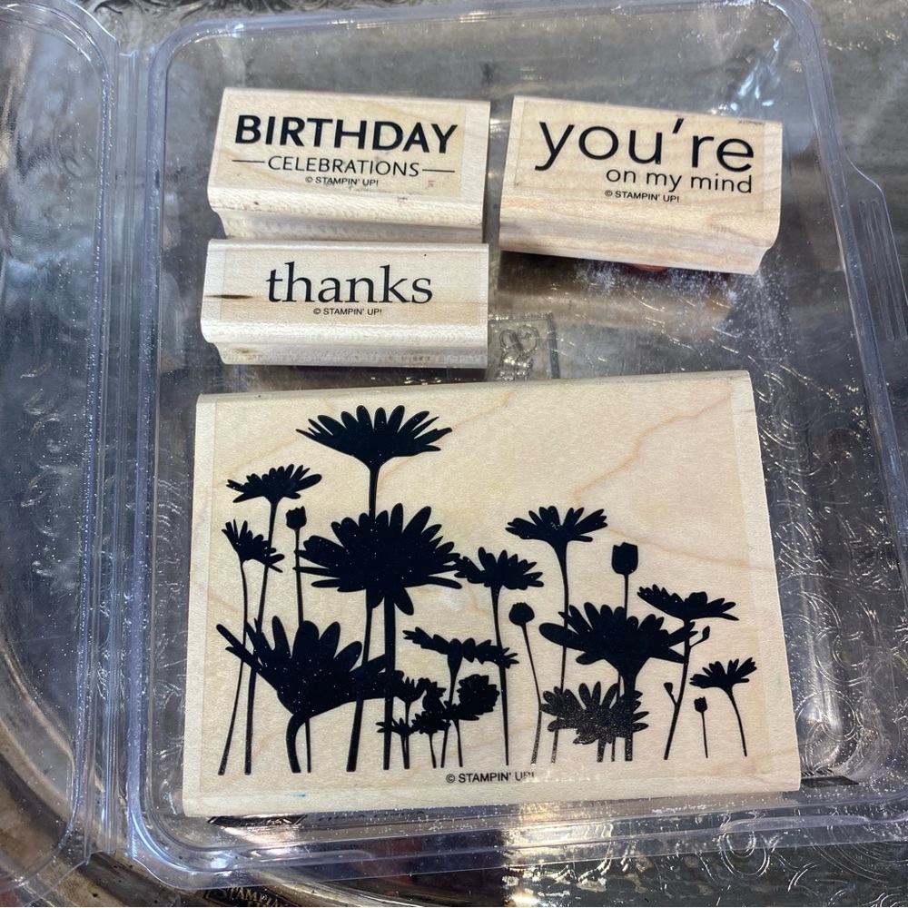 Stampin Up Stamp - Upsy Daisy - Set of 4 Wood Mounted Stamps